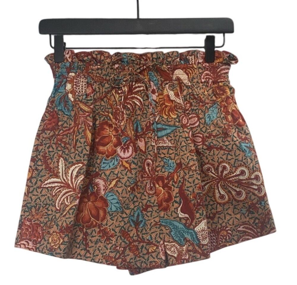 Ulla Johnson Unisex Brown Green White Floral Bohemian Shorts Size 00